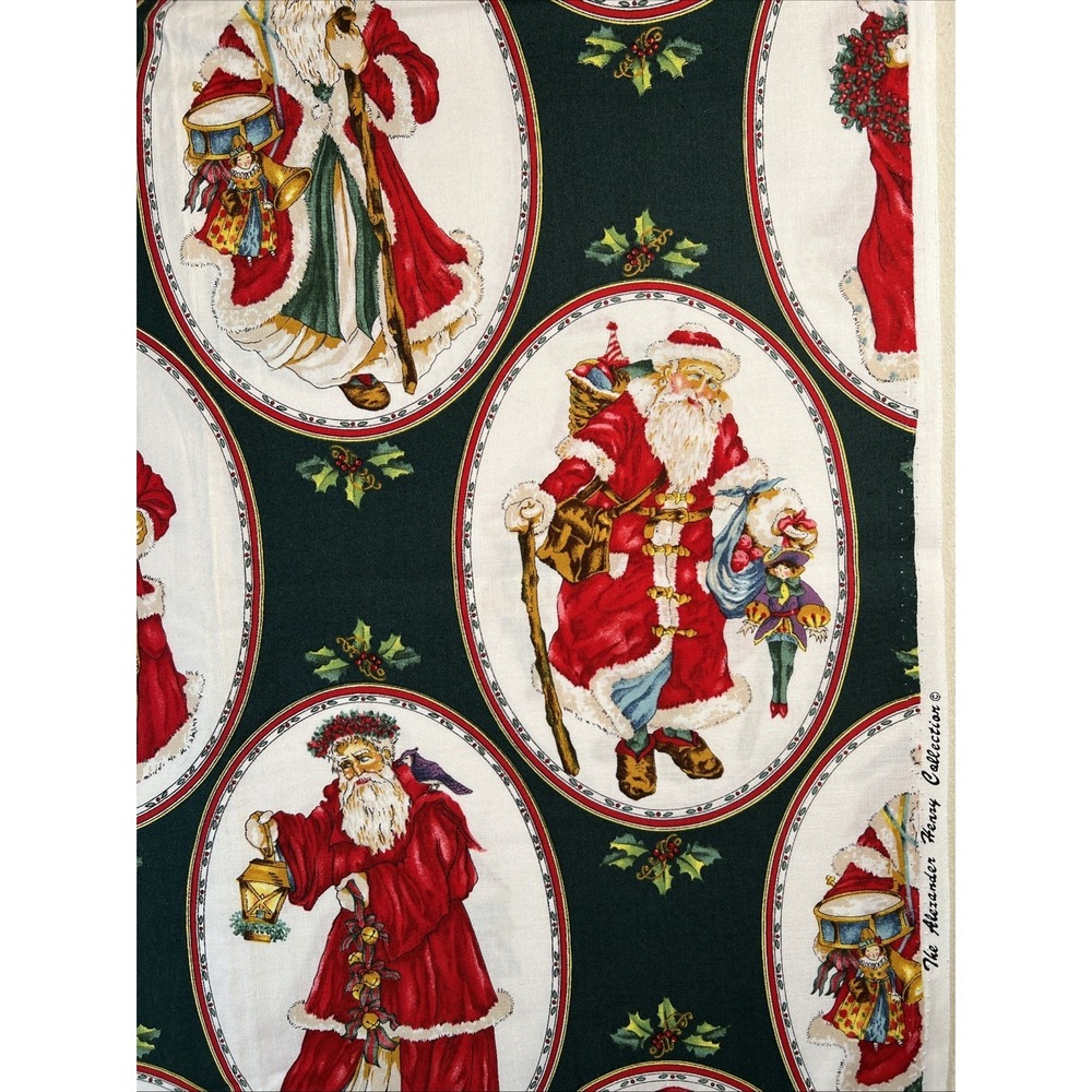 Fabric -VTG RARE Alexander Henry Framed Father Christmas Victorian 35" L X 43" W
